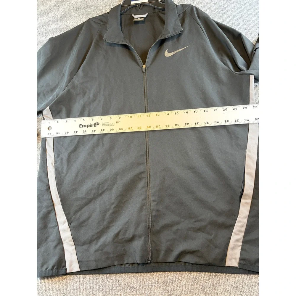 Nike Mens Full Zip Track Jacket Black Grey Swoosh Athletic Training Large